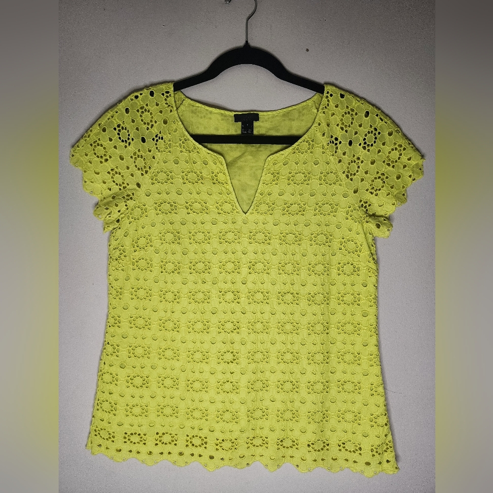 J Crew Yellow Eyelet structured top size 4